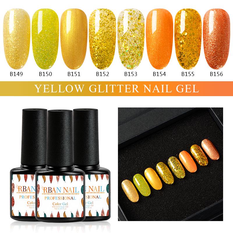 RBAN NAIL 7ml UV LED Soak-off żelowy lakier do paznokci Semi permanentny lakier holograficzny laserowy żel z cekinami