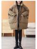 Women's Mid-Length Hooded Patchwork Pendant Down Jacket - Plus Size, Loose Fit, White Duck Down, Autumn/Winter Style
