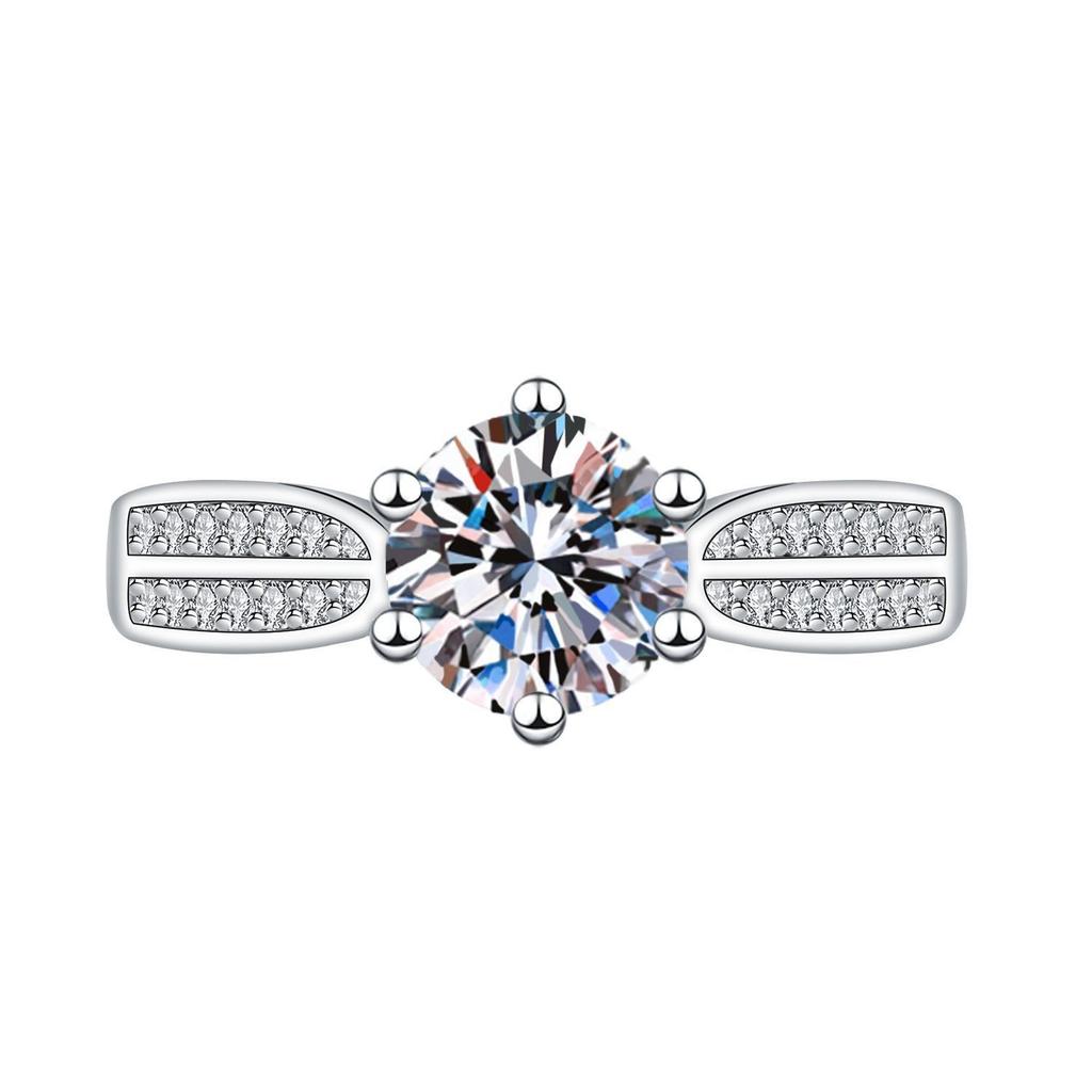 Open Adjustable European and American Style New Imitation Mosane Diamond Adjustable Girls' Ring Fashionable Creative Ring