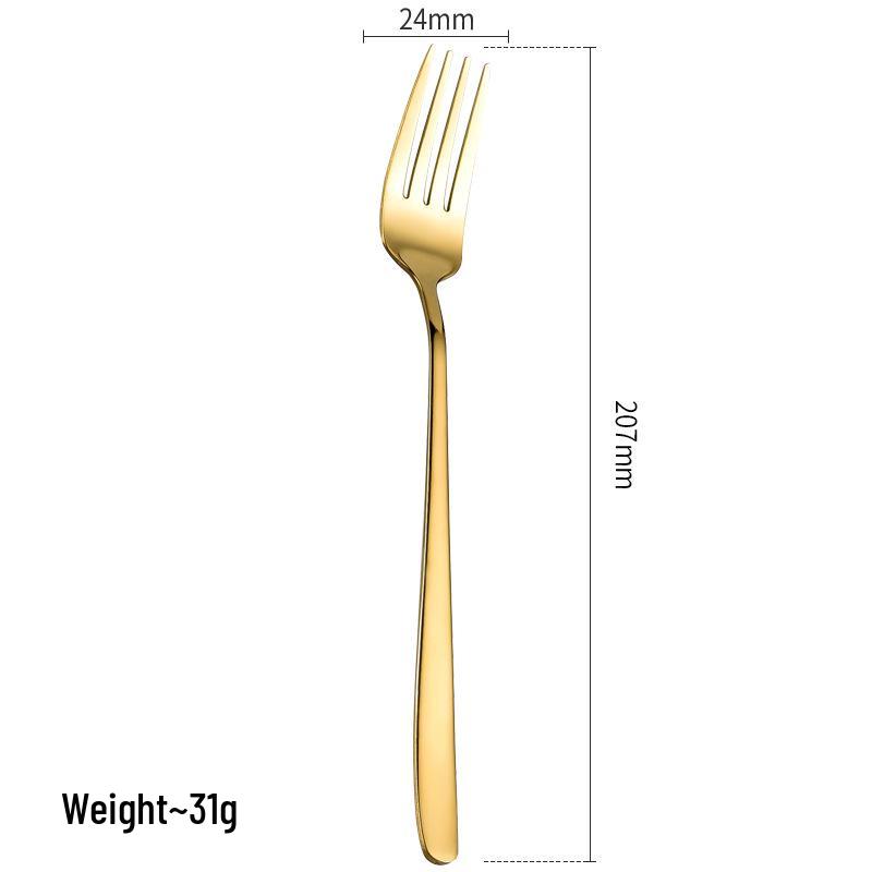 Thickened Long Handle Stainless Steel Korean Spoon & Fork Set for Dessert, Soup, and Ladling