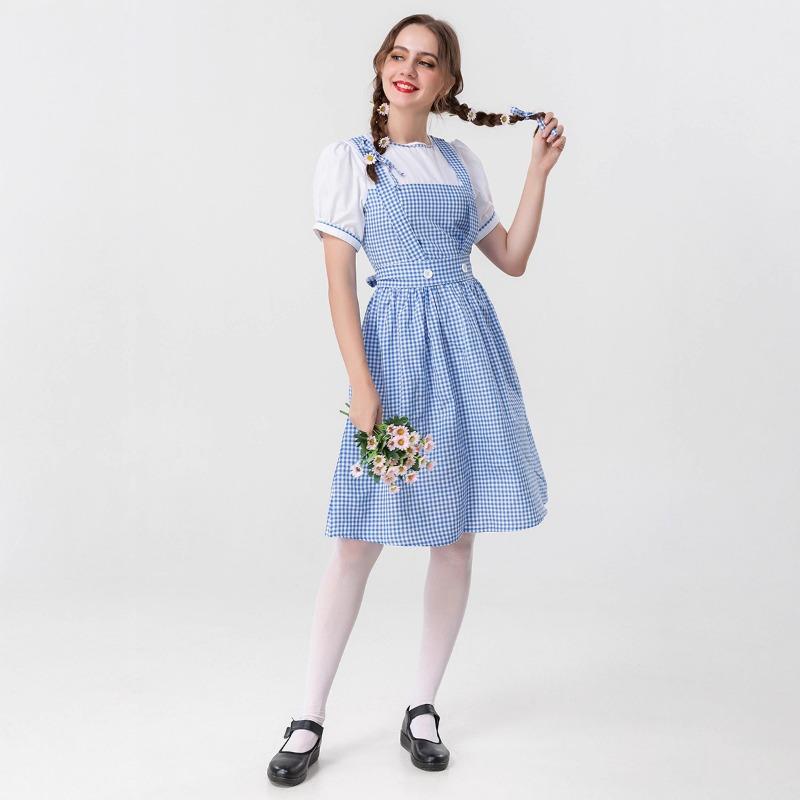Halloween Parent-Child Adventures of Oz Blue plaid dress with headdress, daily cute style skirt