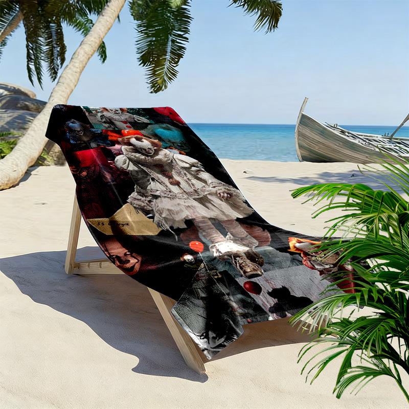Horror Character Print Beach Towel, Large Soft Quick Dry Towel for Beach Camping Swimming