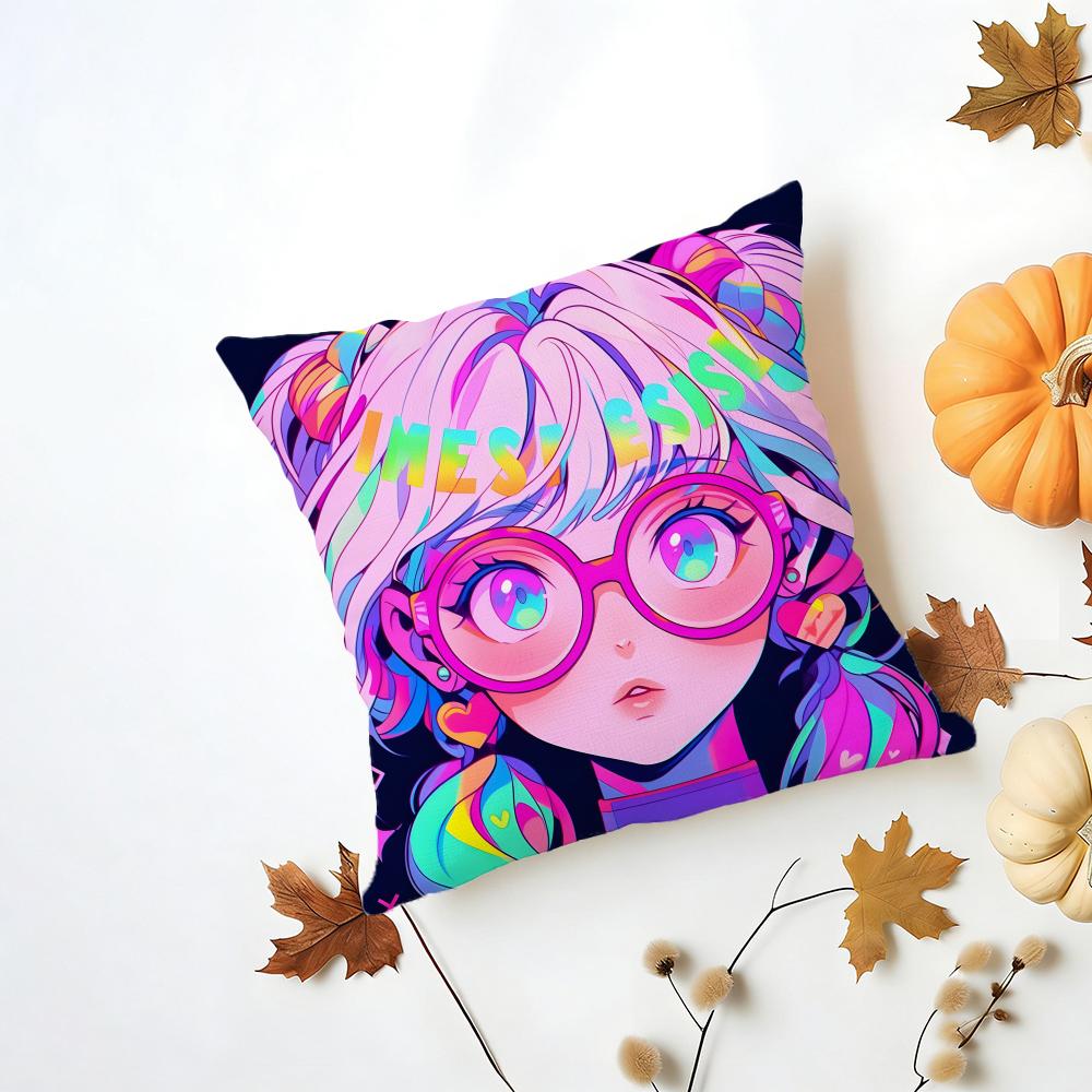Fashion Pop Art Anime Street Graffiti Cushion Cover Washable Linen Pillowcase Soft for Daily Sofa Bed Home Room Decor