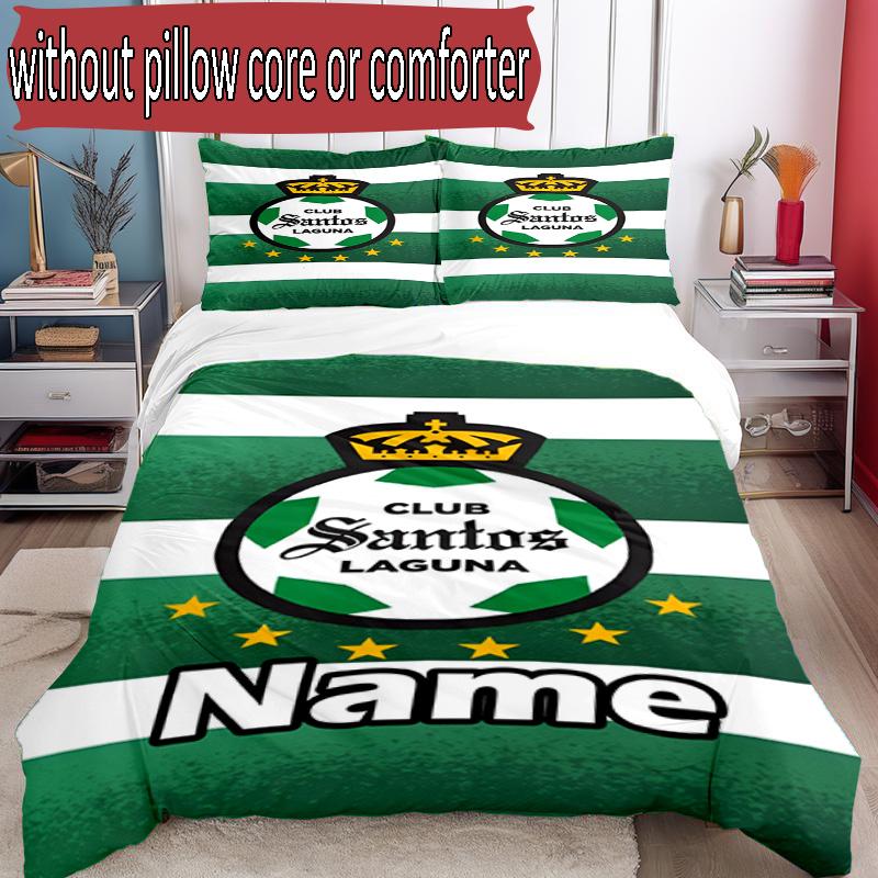 3pcs Duvet Cover Set (1*Duvet Cover + 2*Pillowcase, Without Core), Custom Name Club Santos Laguna Pattern Bedding Set, Home Bedroom Decor Gift
