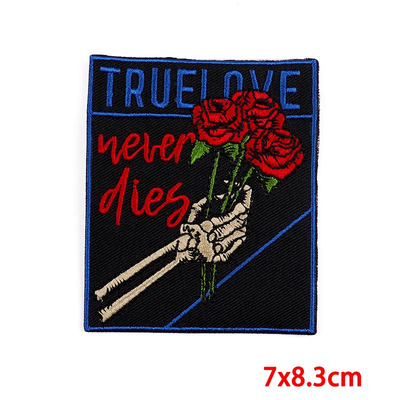 Drinking Coffee Skeleton Patches Skull Finger Letter Embroidery Patch For Clothing Thermoadhesive Patches On Clothes Punk Patch