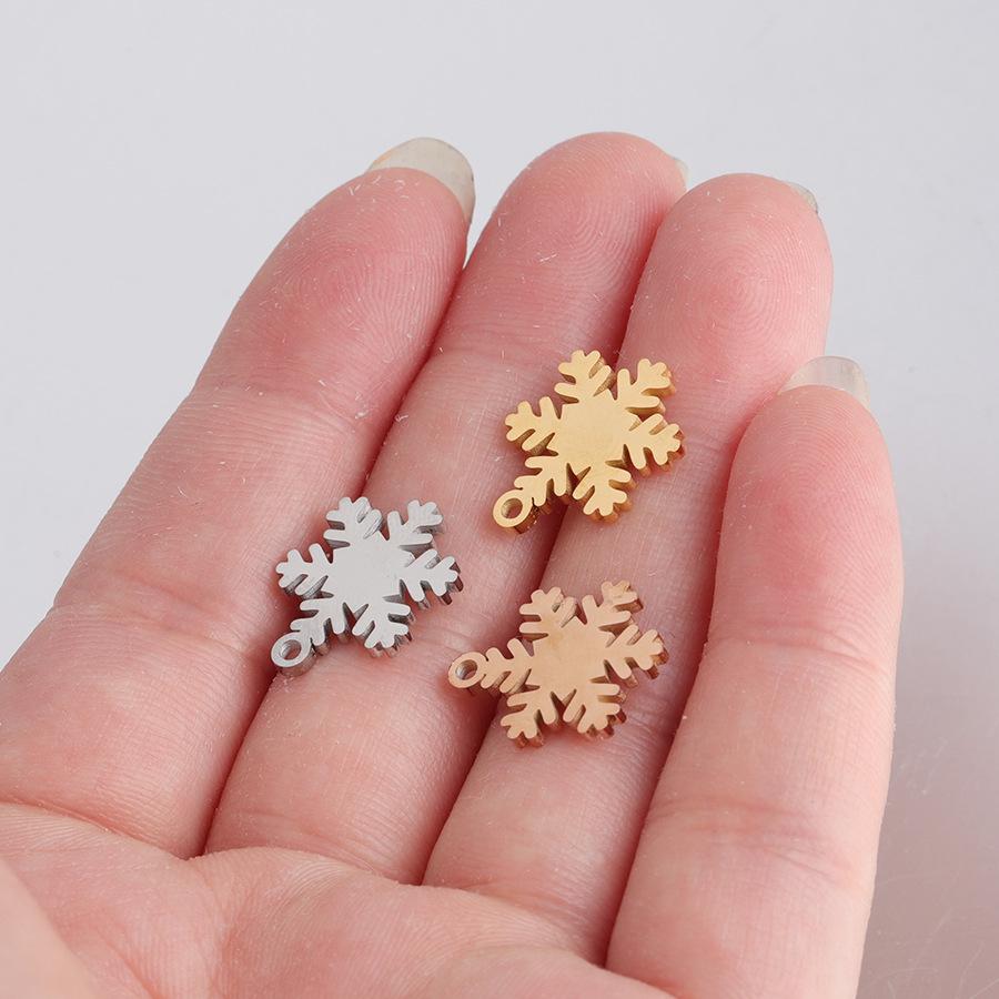 Mirror Polished Titanium Steel 15.5*12mm Snowflake Pendant Charm for DIY Christmas Necklace