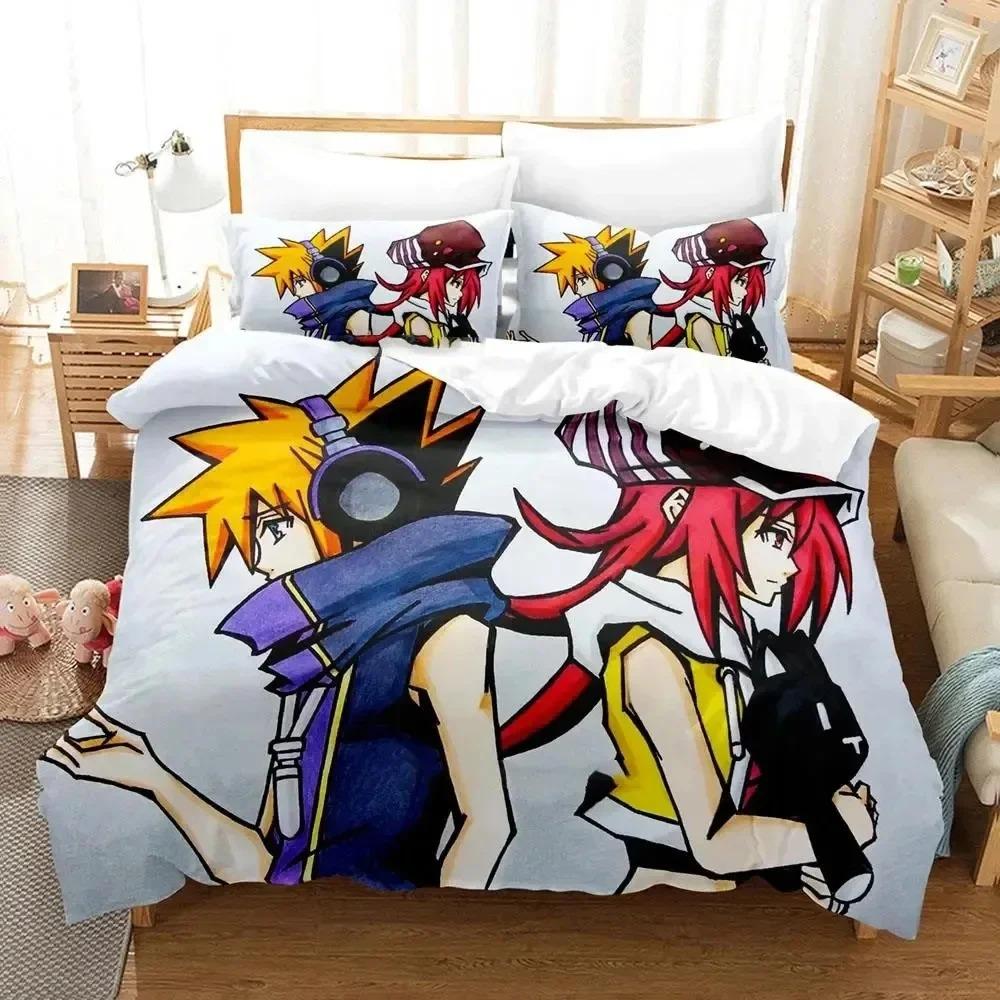 Anime The World Ends with You Neku Sakuraba Bettwäsche-Set Bettbezug Bett-Set Steppdeckenbezug Kissenbezug Bettdecke King Queen Größe