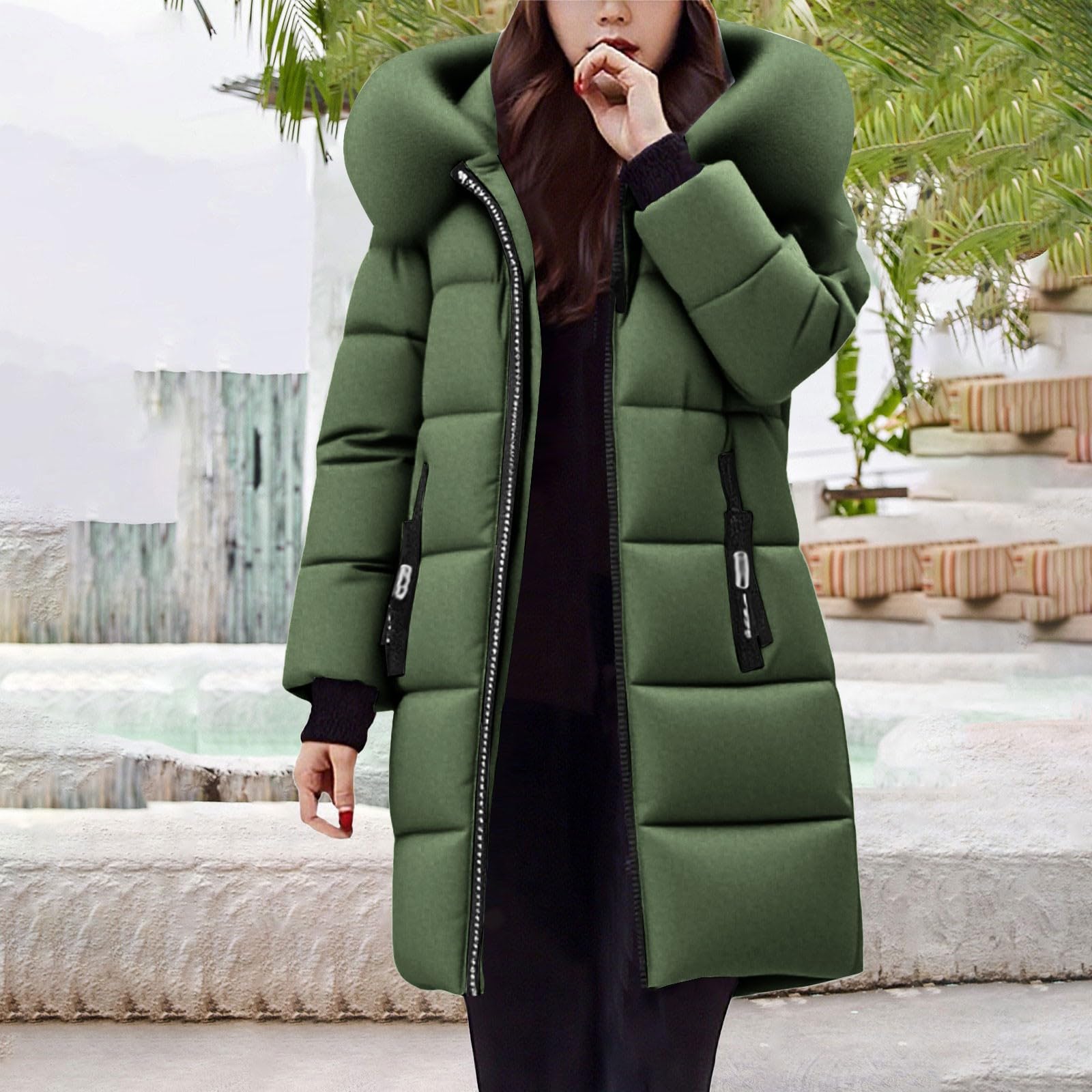 

Женская однотонная толстая модная куртка-пальто с длинным рукавом XL