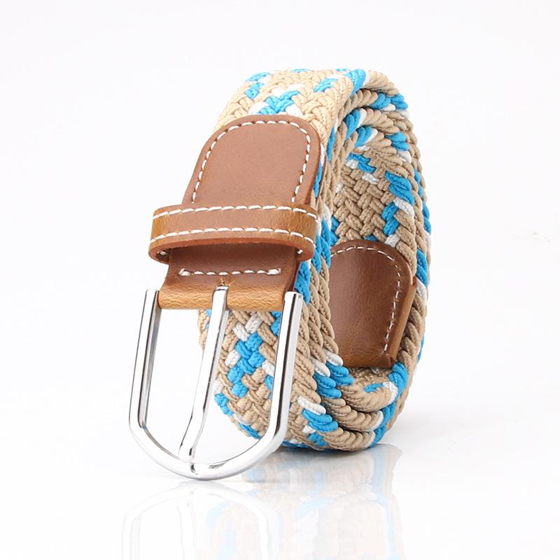 Elastic woven women's canvas belt, casual pin buckle women's belt, men's elastic belt