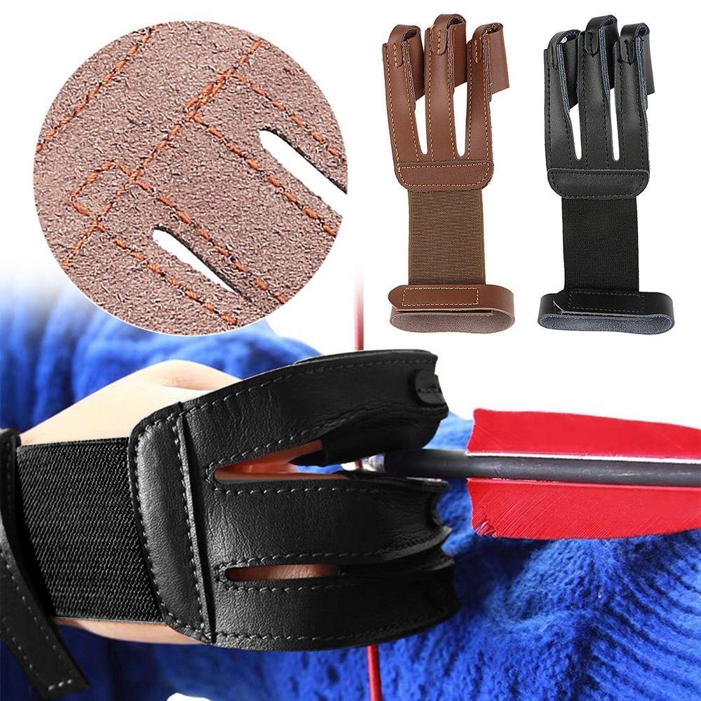 

Wear-resistance Archery Finger Glove Leather Archery Protective Glove Archery Finger Guard чорний