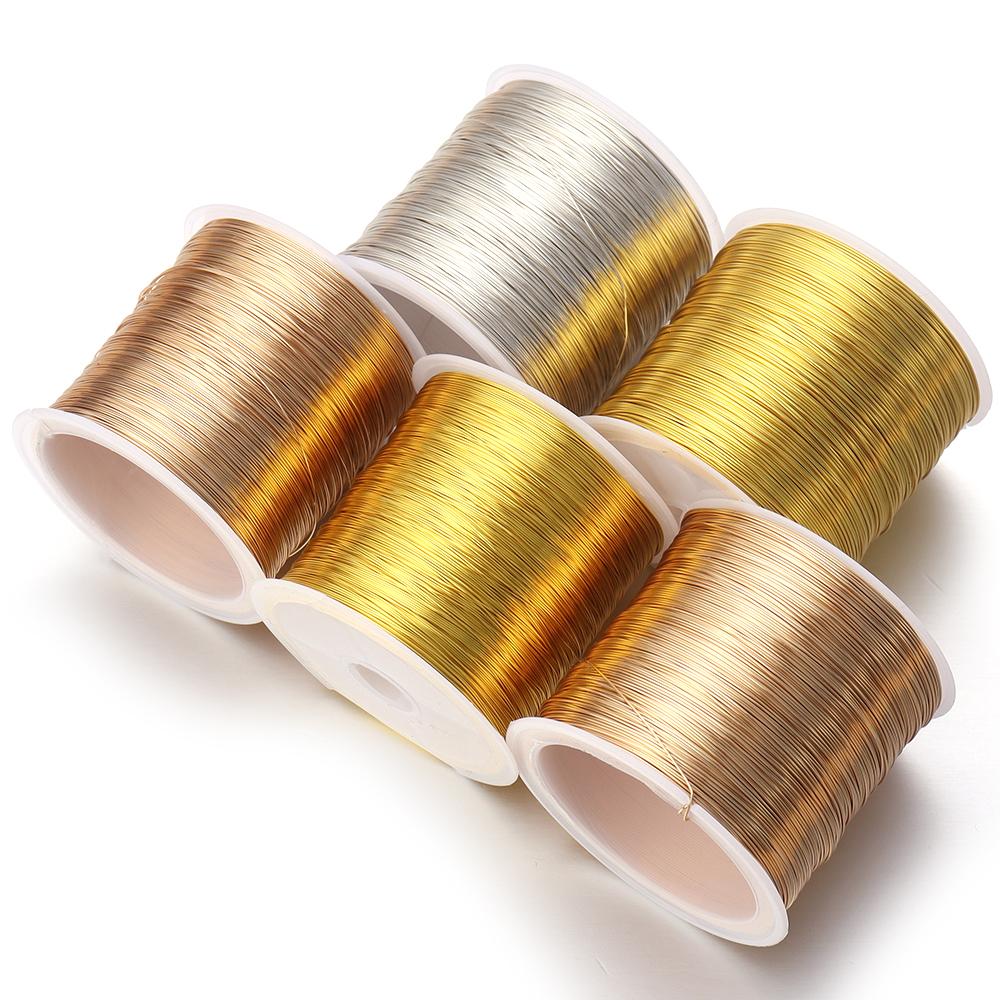 15-100Meters/Roll Gold Plated Copper Wire Bead Thread DIY Jewelry Making Metal Wire For Handmade Bracelets Jewelry Crafts