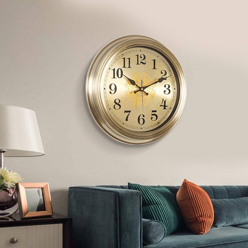 Metal Wall Clock Retro Living Room Silent Round Wall Watch Entrance Hall Nordic Simple Clock Modern Home Decoration Ornaments