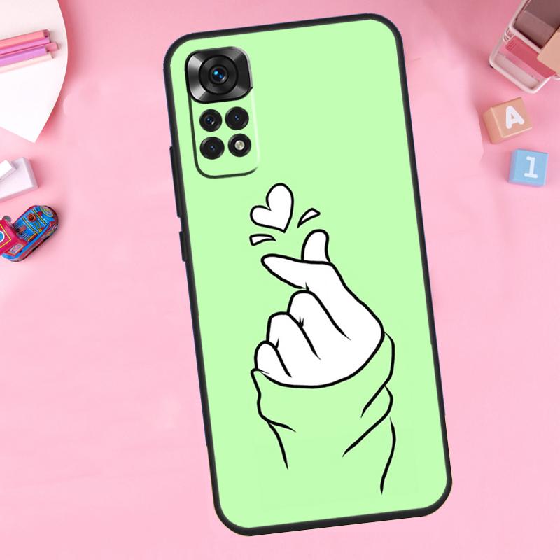Kpop Hand Finger Heart For Xiaomi Redmi Note 14 13 10 11 12 15 Pro Plus Phone Case For Redmi 15C 13C 12C 10C 14C 15