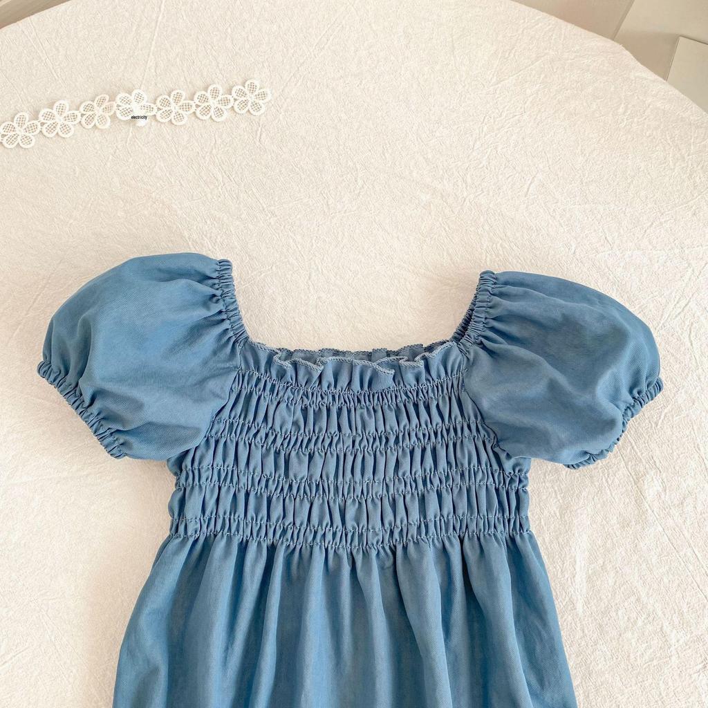 Sommer Baby Mädchen geraffter Body - Kurzarm Neugeborenen Einteiler mit Windelüberzug