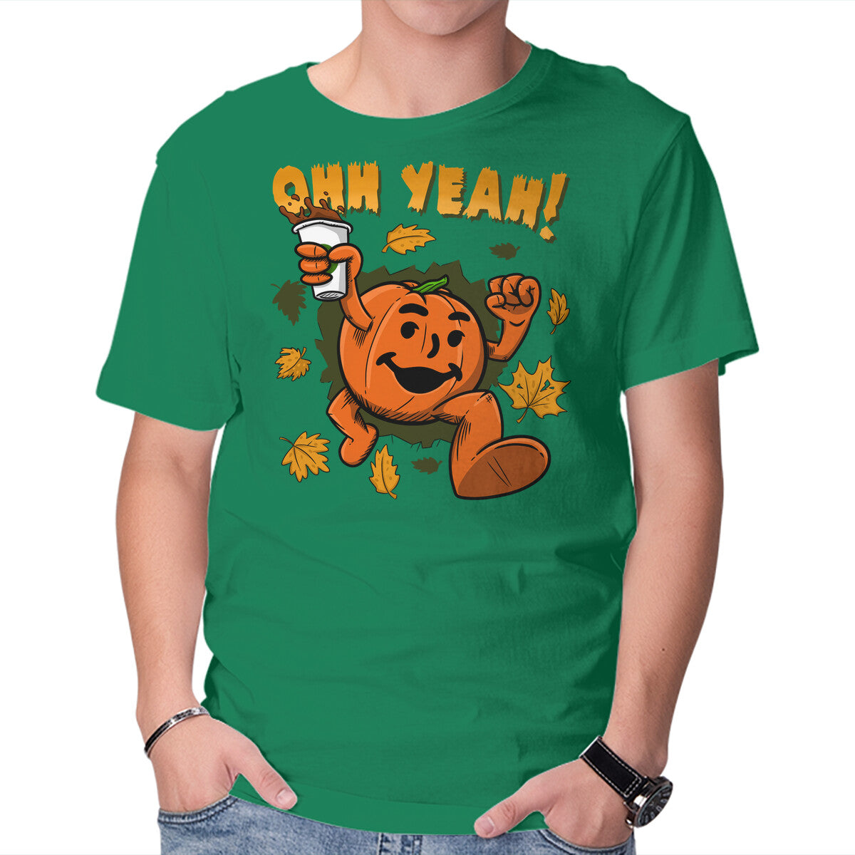 Unisex Crew Neck T-Shirt Pumpkin Spice Man Graphic Short Sleeve Casual Tee XS