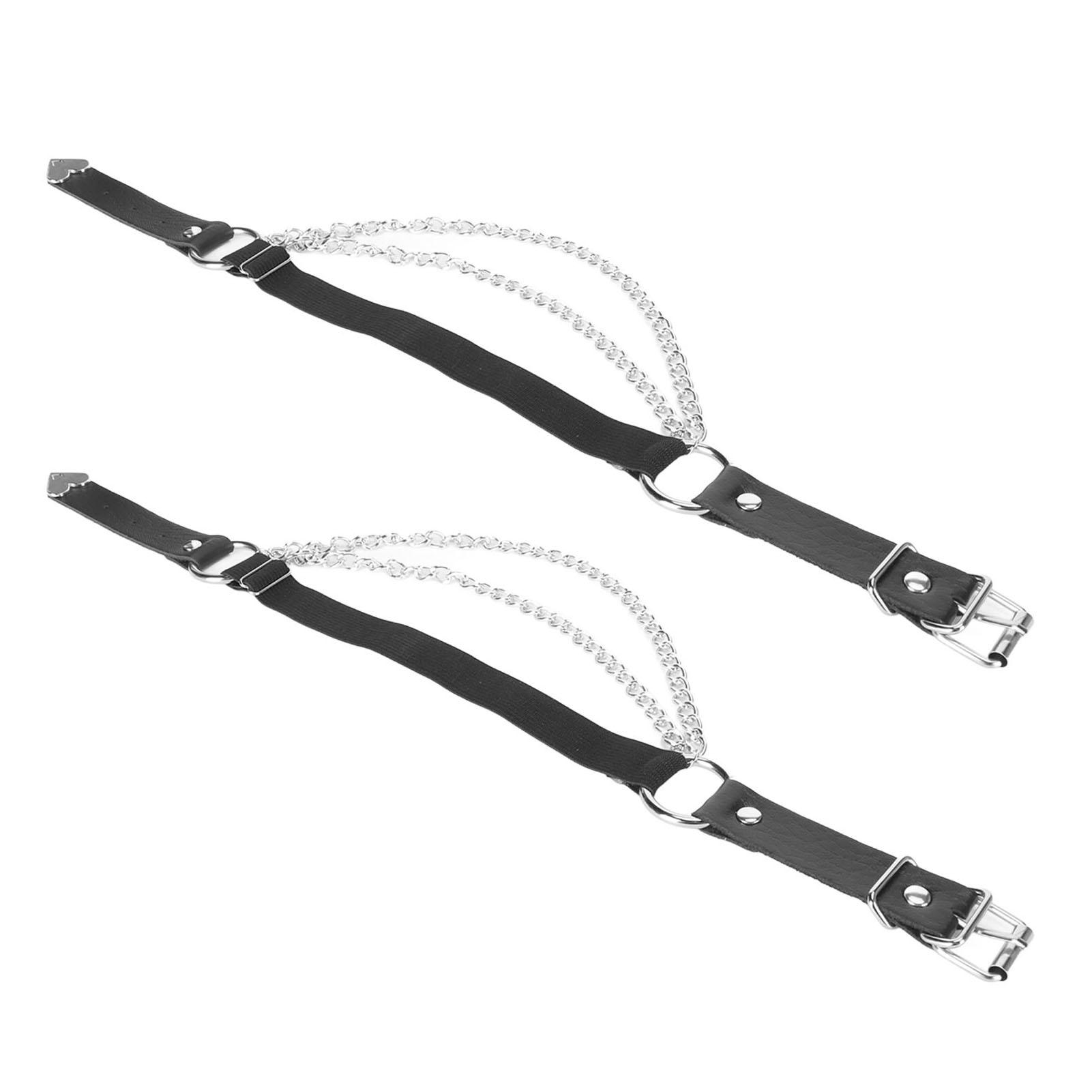 

2 шт. Женская подвязка для ног 17,9 дюймов Длинная искусственная кожа Металлическая цепочка Регулируемые пряжки Пояс для бедра