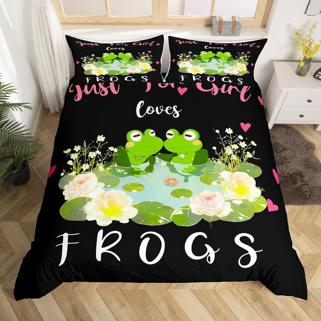 Funny Smoking Frog Duvet Cover Set King Bedding Set Boho Moon Stars Botanical Fungus Mushroom Comforter Cover Children Bedding