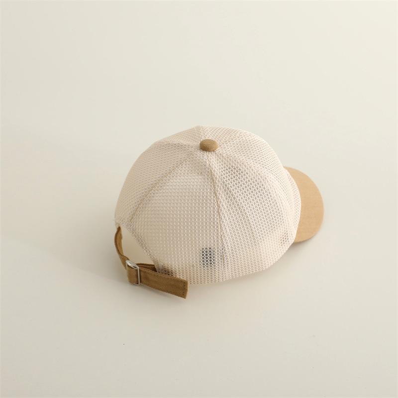 Baby Summer Mesh Hat Solid Color Letter M Embroidery Breathable Baseball Cap For Kids Boys Girls Short Brim Duck Tongue Cap