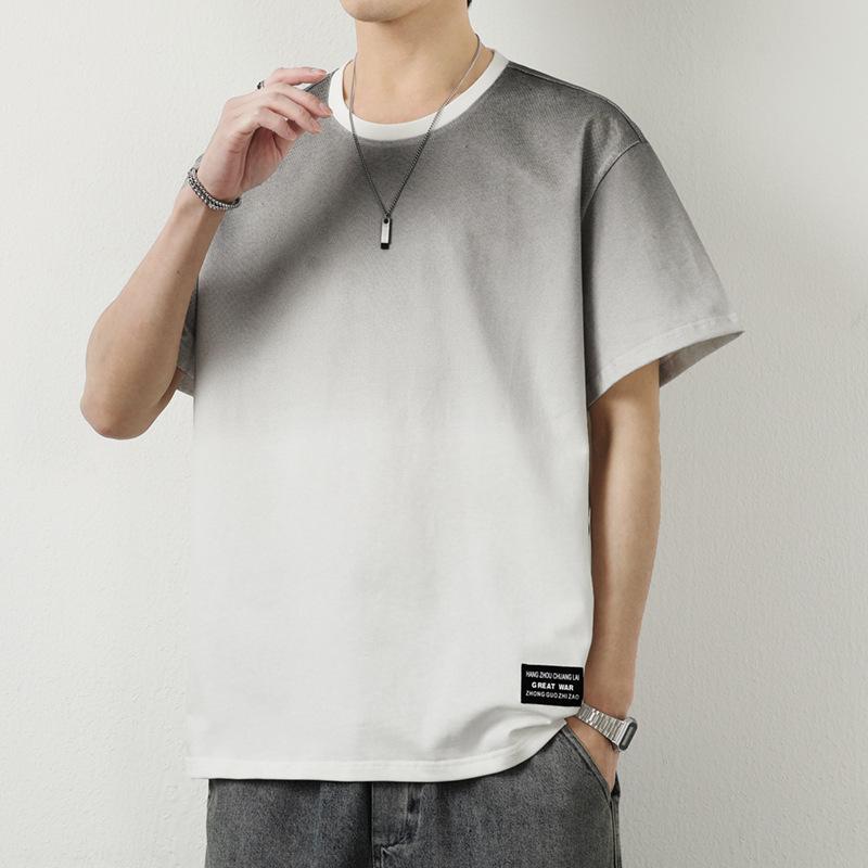 Men's 2024 Summer Trendy Round Neck Pure Cotton Short-Sleeve T-Shirt with Print