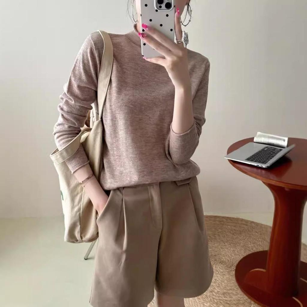 Women's 100% Superfine Merino Wool Ribbed Roll Neck Sweater - Long Sleeve Base Layer (8806)