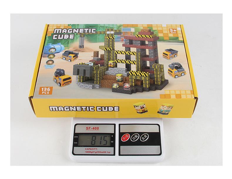 2.0cm DIY Magnetic Building Blocks with Lights - Magnetic Cubes Military Engineering Farm Set