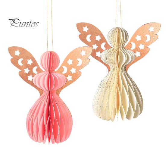 Andělská plástvová ozdoba Papírový anděl Závěsná ozdoba s třpytivým okrajem 3D plástvová andělská dekorace na narozeninovou oslavu svatbu