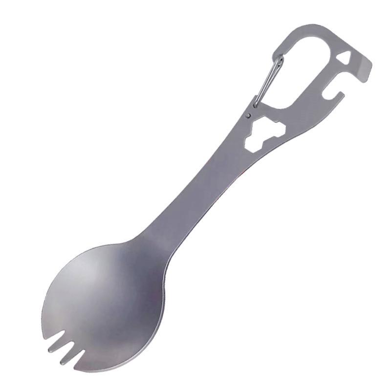 Multi-functional Travel Titanium Alloy Cutlery: Portable Stainless Steel Spoon, Picnic Fork, Bottle & Can Opener