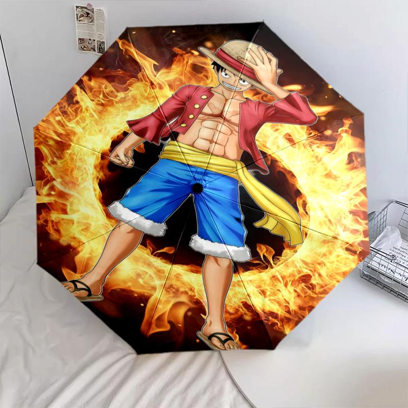 1 PC Automatic Folding Umbrella - One Piece Monkey D Luffy Pattern Portable Foldable Design With 8 Ribs Christmas Birthday Gifts