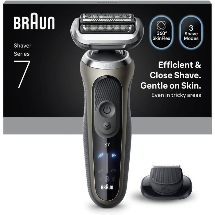 Braun Series 7 72-C1200s Rasoio Elettrico Uomo, Grigio/Nero, Batteria Li-Ion