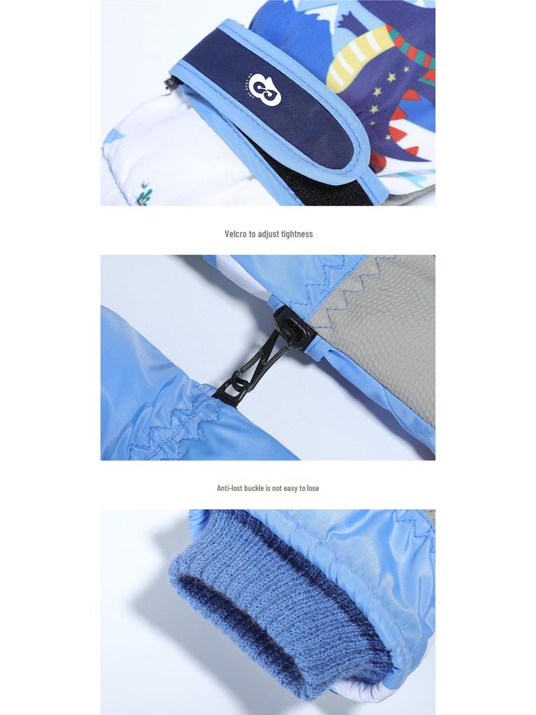 Kids' Waterproof Ski Gloves - Fleece Lined, Thickened Cotton for Winter Play