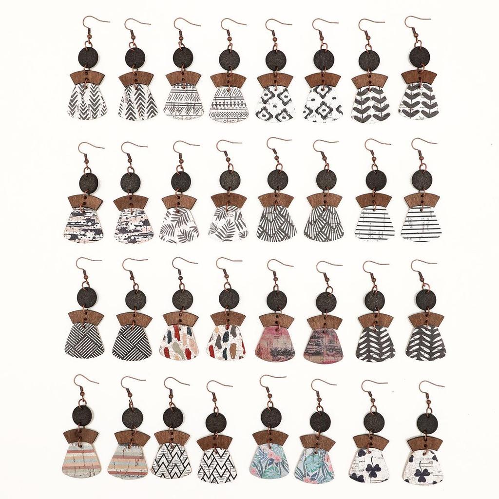 Bohemian Multi-layer Patchwork Geometric Cork Earrings