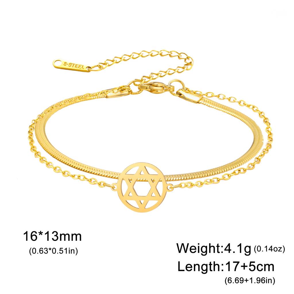 Hexagonal Star Pendant Bracelet Stainless Steel Men's and Women's Classic David Star Talisman Bracelet Couple Jewelry Gift