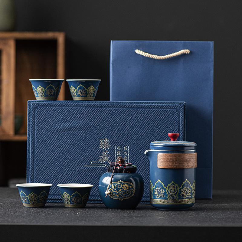 Kung Fu tea set ceramic business gift company corporate travel express cup one pot four cups gift box