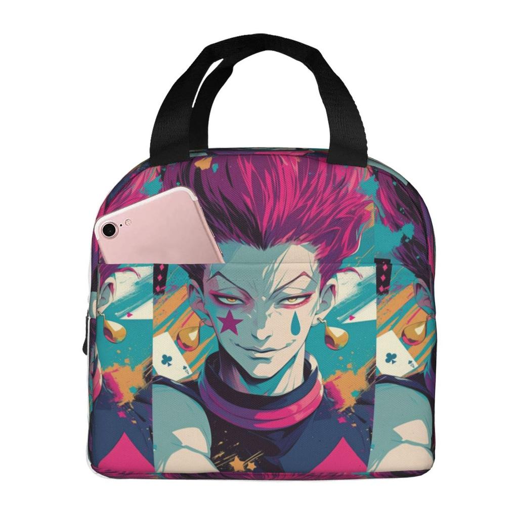 Anime Hisoka Hunter X Hunter Magical Joker Insulated Lunch Bag for Women Children Leakproof Food Boxes Thermal Lunch Box Tote