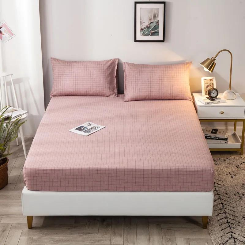 Pure Cotton Printed Fitted Sheet Only Non-Slip Protective Cover for Bedroom  (no Pillowcase)