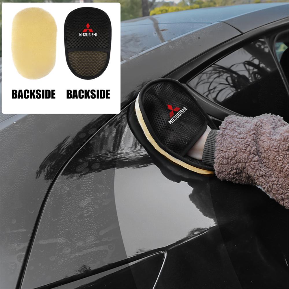 1/2 Stück Auto Styling Wolle Weich Auto Mikrofaser Waschhandschuhe für MITSUBISHI Ralliart Lancer Outlander ASX X CX-30 CX-5 Pajero L200