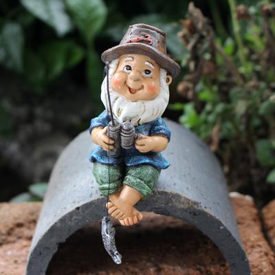 1 Hat Fishing Weng Ornament, Creative Garden Bonsai Decoration Ornament, Resin Handicraft