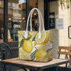 Lemon Print Tote Bag Stylish Large Capacity Handbag for Daily Outdoor Shopping