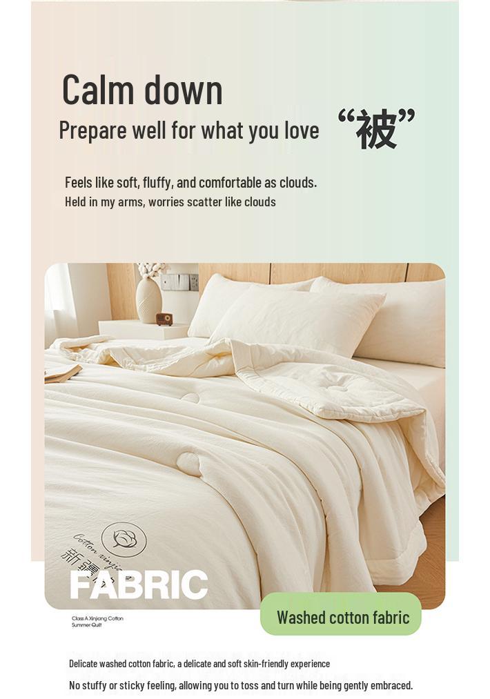 Class A Lightweight Breathable Xinjiang Cotton Quilt for Summer - Suitable for Double or Single Person, Machine Washable, Mother-Baby Grade.