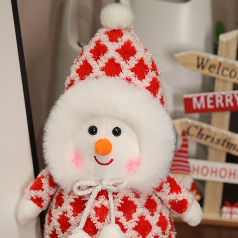 Kawaii 35CM Dress Up Snowman Plush Toy Lovely Christmas Snowman Plushie Doll Surprise Xmas Home Decoration Gift