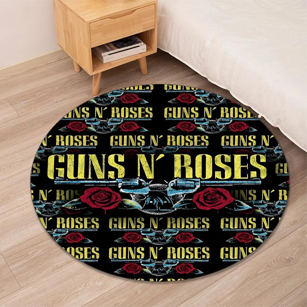 Guns N Roses Printed Round Rug Carpet Chair Rug Area Rug Entryway Doormats,for Office Chair Living Room Bedroom Kitchen Room.
