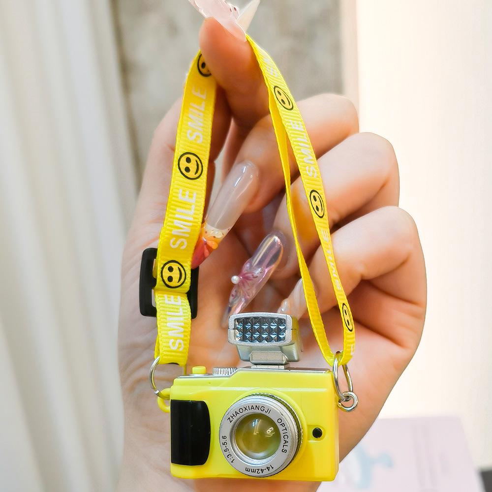 Mini Smiley Face Plush Camera Pendant with Sound & Glow