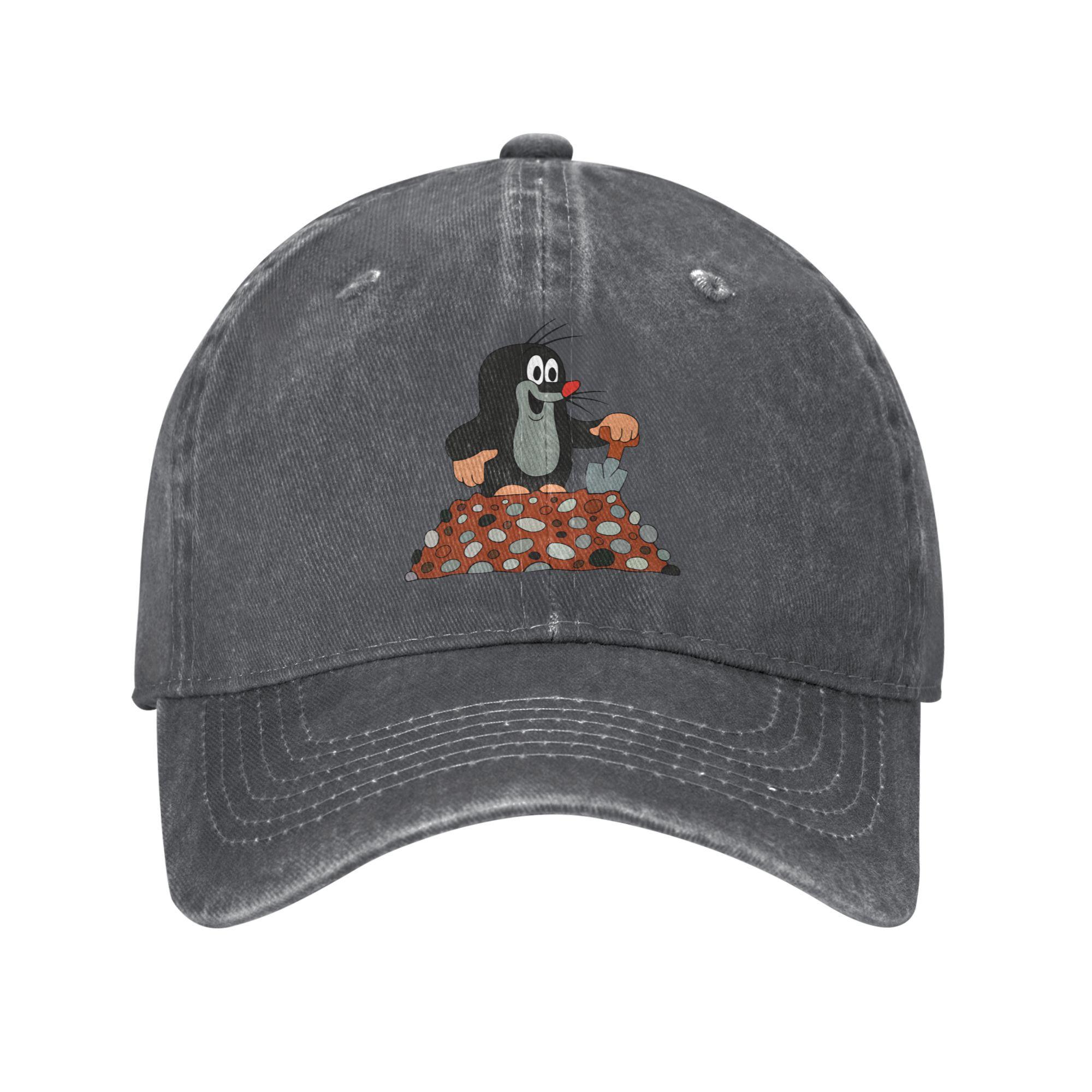 

The Little Mole Krtek Dig a Hole Baseball Caps Distressed Washed Cartoon Snapback Cap Unisex Women Outdoor Workouts Adjustable Hat as shown