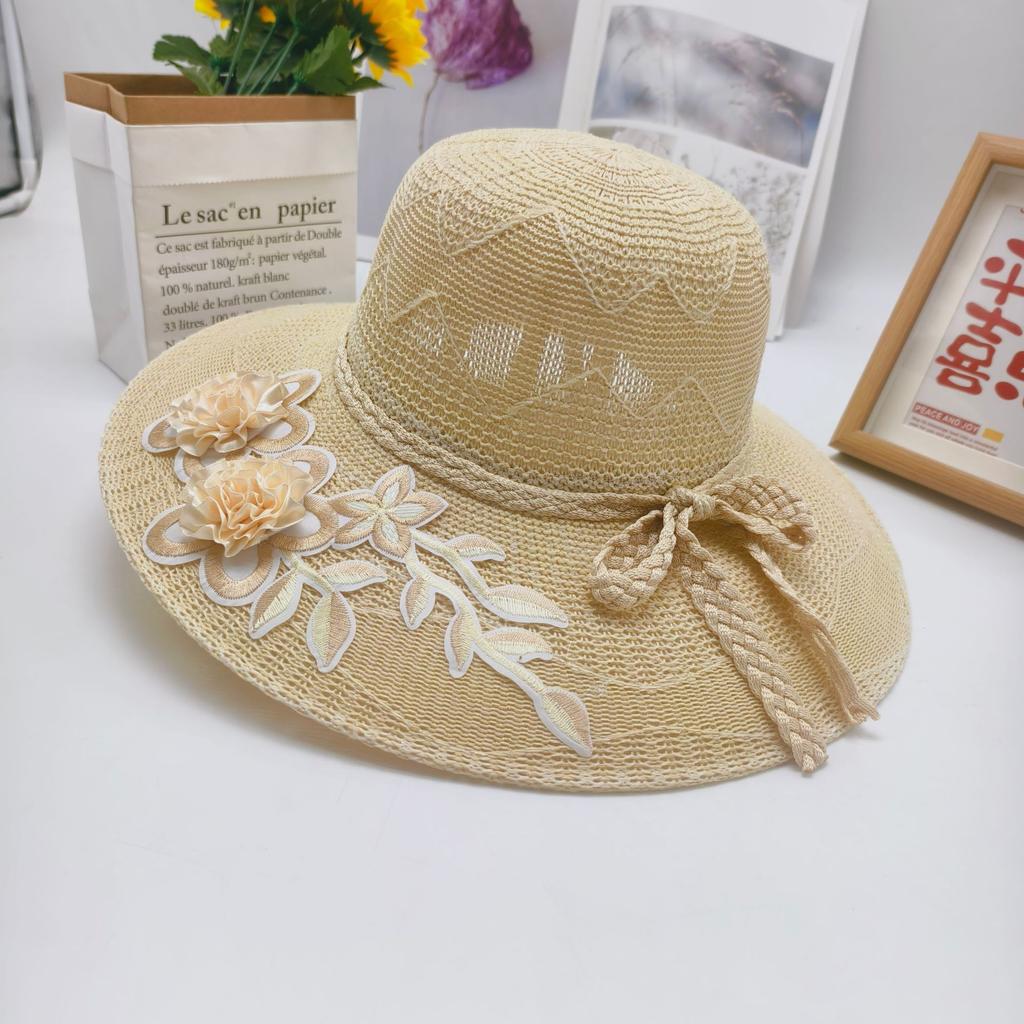 Summer New Women's Large Eaves Hat Flower Foldable Sunscreen Hat Versatile UV Resistant Sun Hat