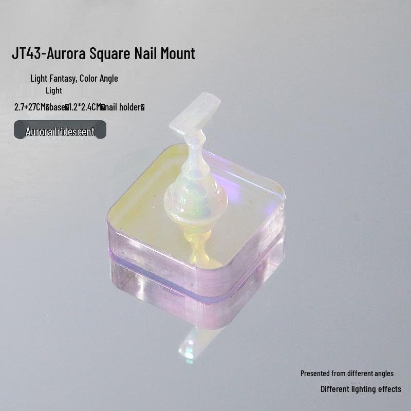 Fairy Aurora Iridescent Nail Art Practice Base & Holder: Thickened Acrylic Magnetic Display Stand