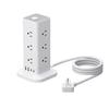 Household USB Charging Vertical Socket Multi Port Main Control Switch Type-C Tower Office Overload Power Strip