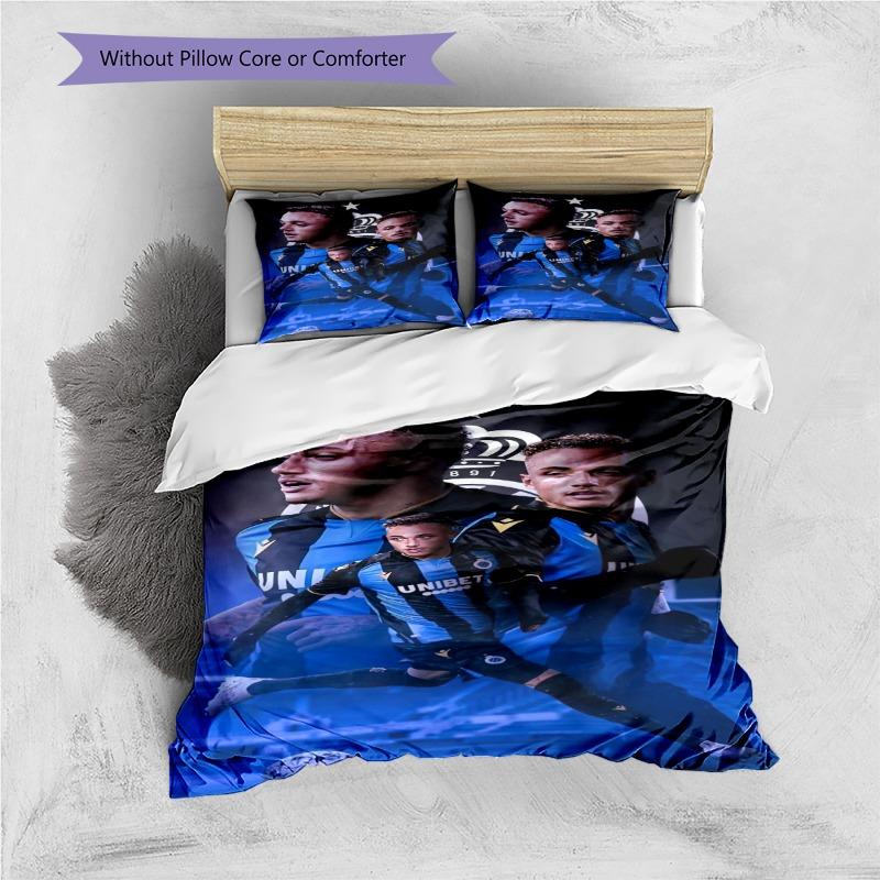 Club Brugge KV Football Player Portrait Print 3 Pieces Duvet Cover Set Belgian Soccer Bedding Bedroom Decor Without Pillow Core Comforter