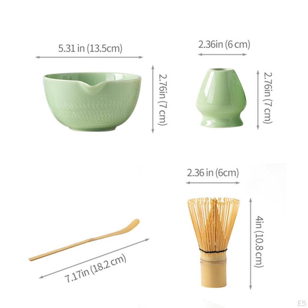 Matcha Preparation Kit Featuring Bowl, Spoon, and Bamboo Whisk Accessories