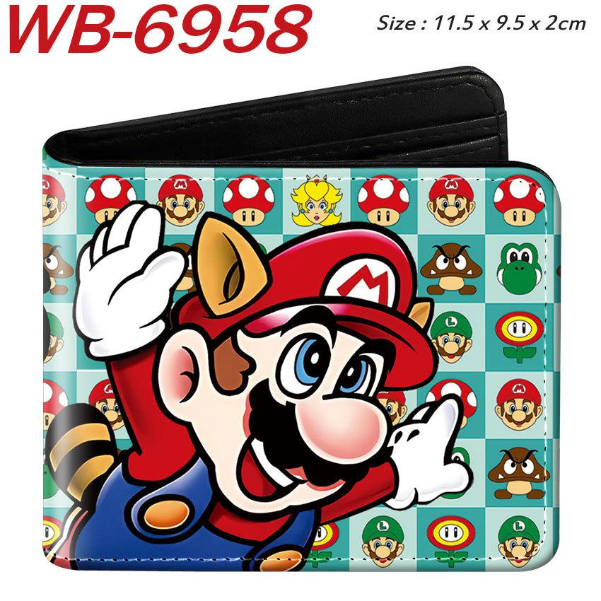 Super Mario Cartoon Full-Color Print Bi-Fold Wallet Anime Student Unisex Short Purse