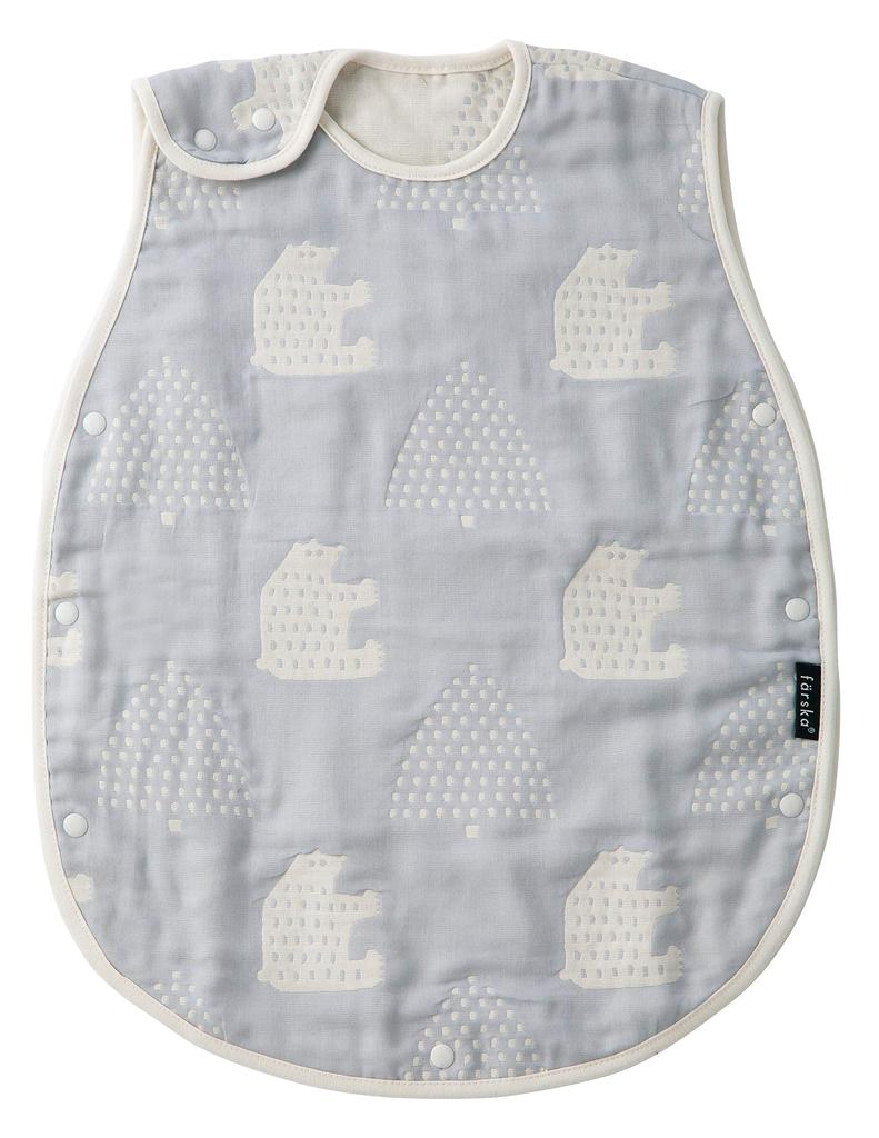 farska Gauze Baby Sleeper Sky 6-Layer (Morinokuma Gray)